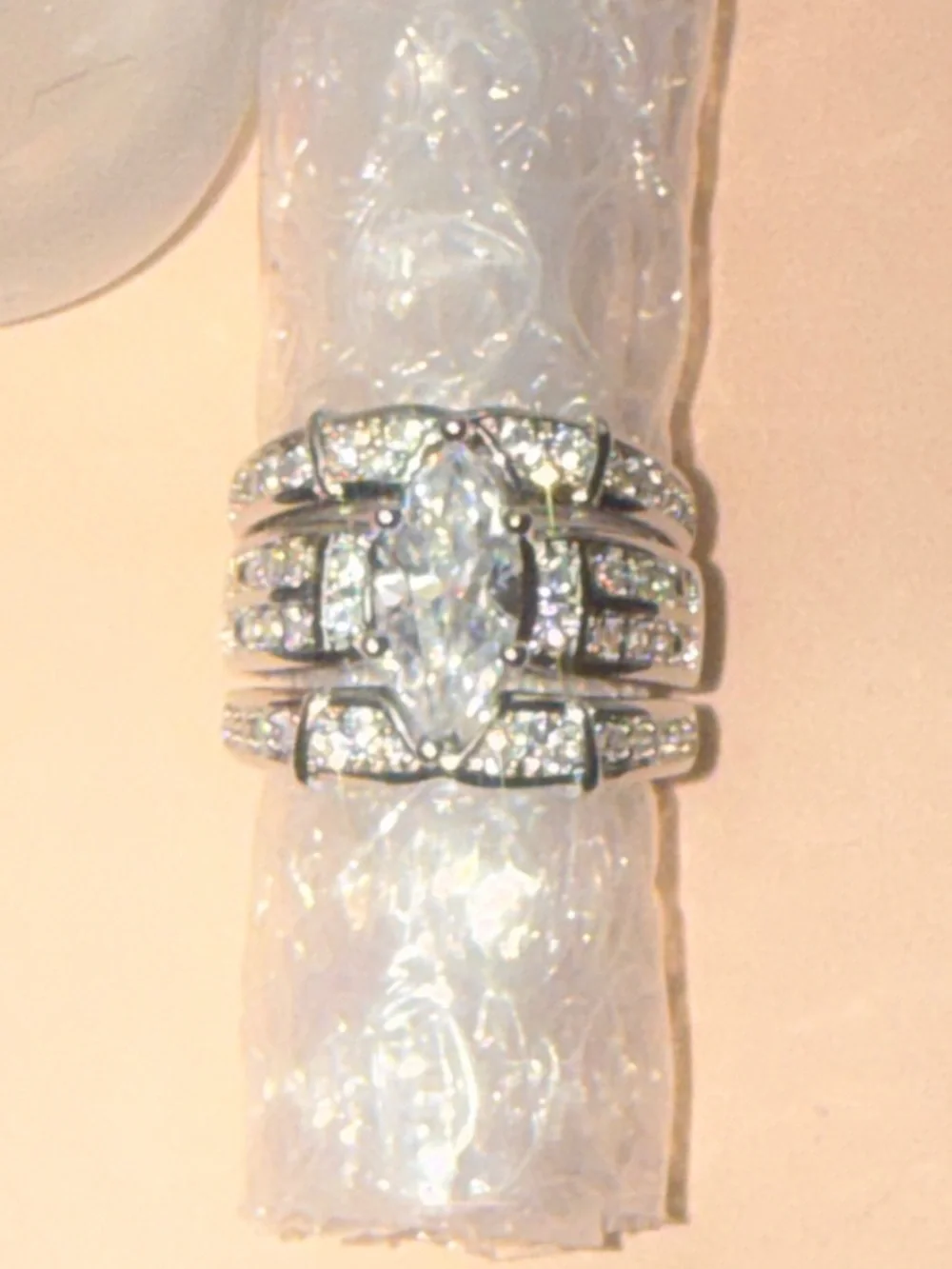 GRA CERTIFIED MOISSANITE DIAMOND Marquise 4CT Bridal Ring baked in Silver